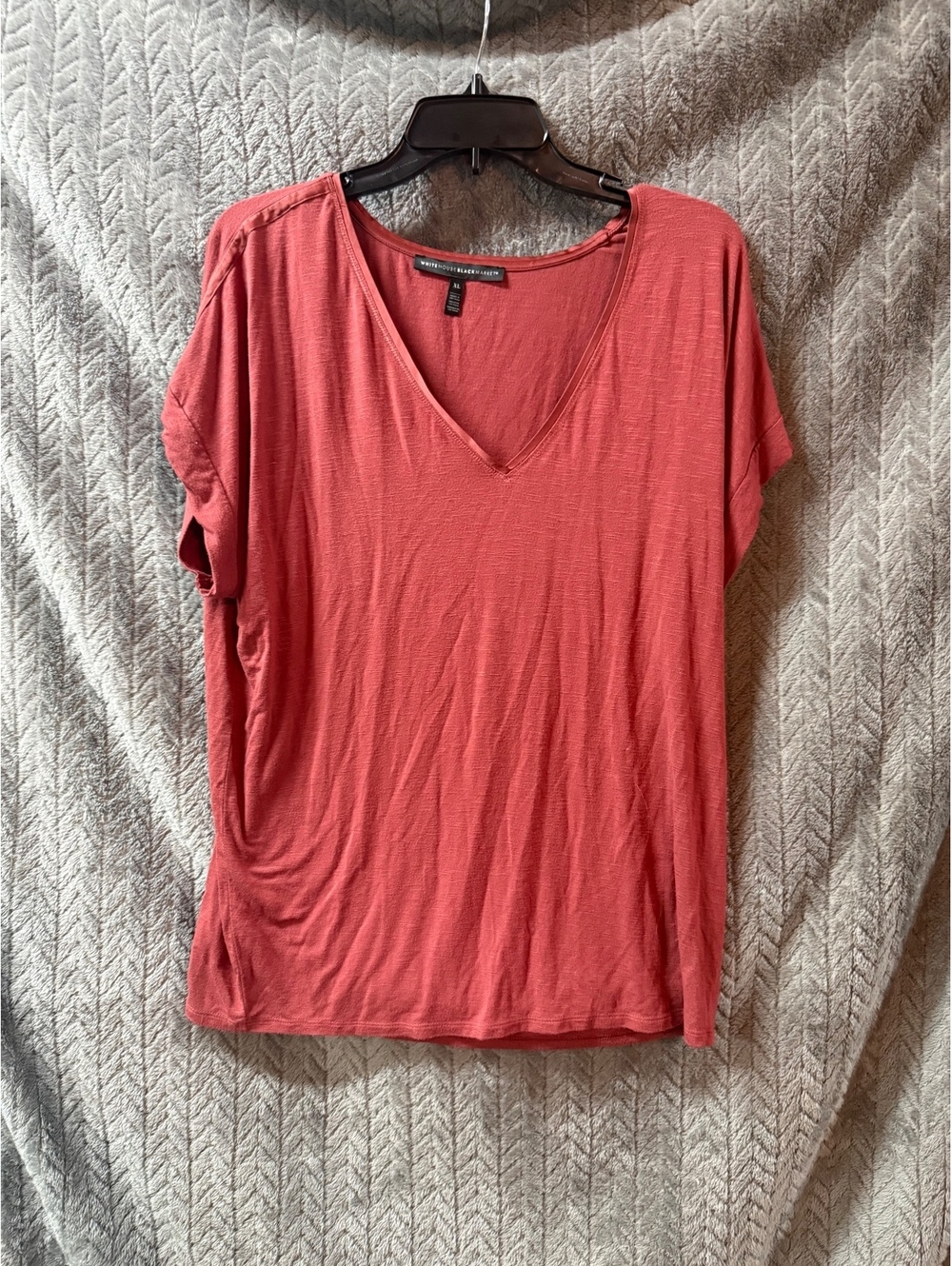 White House Black Market  Brick Red V-Neck Short Sleeve Top Size XL